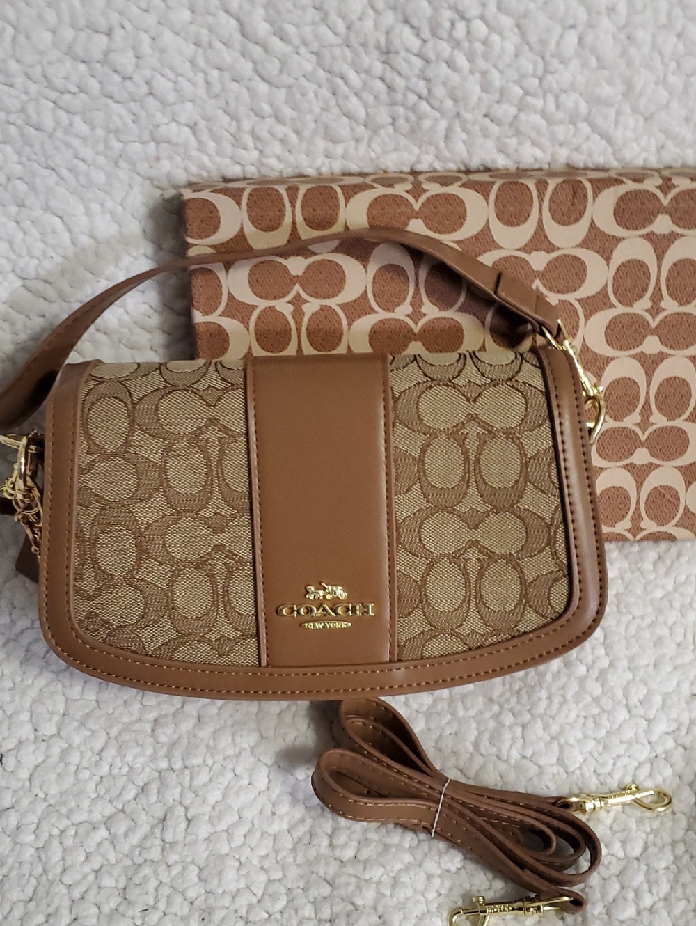 Coach Brown Signature Canvas Crossbody Saddle Bag